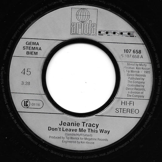 Jeanie Tracy : Don't Leave Me This Way (7", Single)