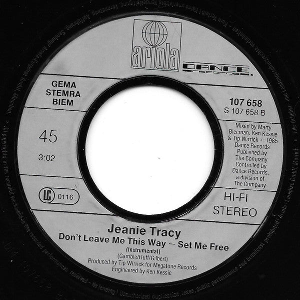 Jeanie Tracy : Don't Leave Me This Way (7", Single)