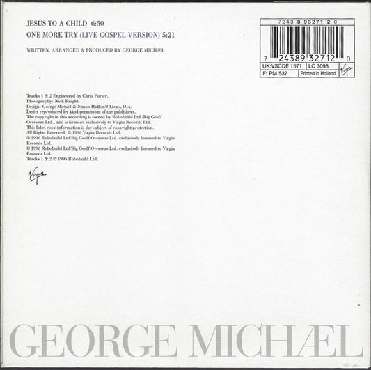 George Michael : Jesus To A Child (CD, Single, Car)