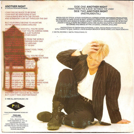 Jason Donovan : Another Night (7", Single)