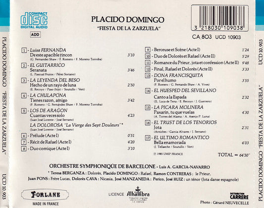 Placido Domingo : Fiestas De La Zarzuela (CD)
