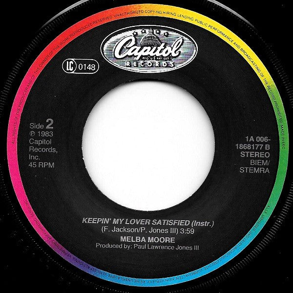 Melba Moore : Keepin' My Lover Satisfied (7", Single)