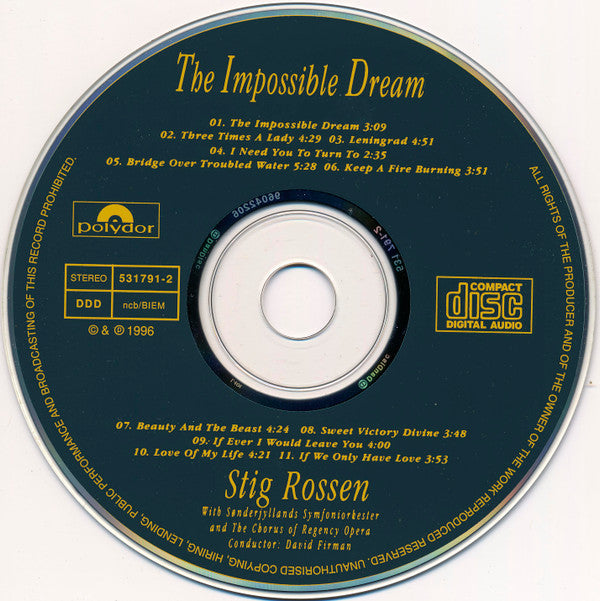 Stig Rossen & Sønderjyllands Symfoniorkester : The Impossible Dream (CD, Album, RE)
