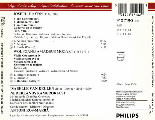 Joseph Haydn / Wolfgang Amadeus Mozart, Isabelle van Keulen, Netherlands Chamber Orchestra, Antoni Ros-Marbà : Violin Concerto No.1 In C / Violin Concerto No.2 In D, K. 211 (CD)