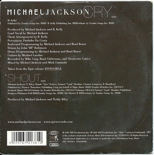 Michael Jackson : Cry (CD, Single, Car)