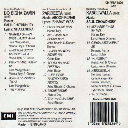 Salil Chowdhury : Do Bigha Zamin / Parineeta / Kabuliwalla (CD, Comp, RE)