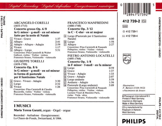 Corelli* · Manfredini* · Torelli* · Locatelli* – I Musici : Christmas Concertos (CD)