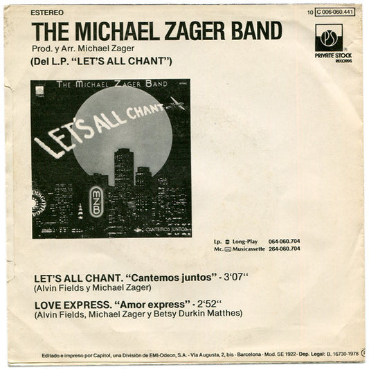 The Michael Zager Band : Let's All Chant = Cantemos Juntos (7", Single)