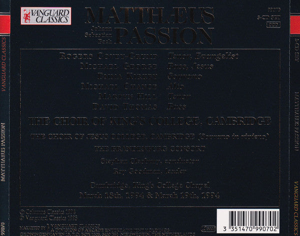 Johann Sebastian Bach, Emma Kirkby, Stephen Cleobury, Michael Chance : Matthäus Passion - St. Matthew Passion, BWV 244 (Box + 3xCD, Album + CD-ROM)