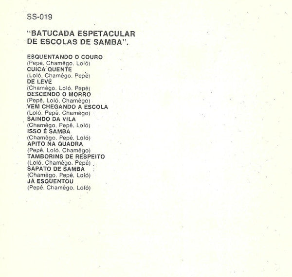 Unknown Artist : Batucada Espetacular De Escolas De Samba (Cass)