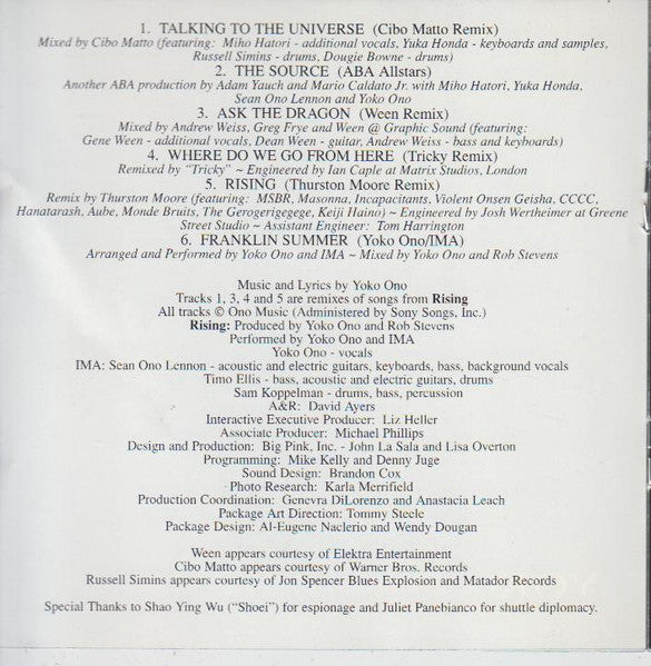 Yoko Ono / Ima (2) : Rising Mixes (CD, Album, Enh)