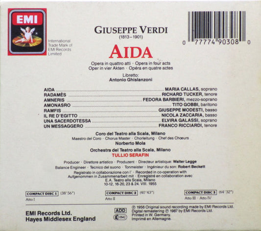 Giuseppe Verdi / Maria Callas / Richard Tucker (2) / Fedora Barbieri / Tito Gobbi / Orchestra Del Teatro Alla Scala E Coro Del Teatro Alla Scala / Tullio Serafin : Aida (3xCD, Album, Mono, RE)