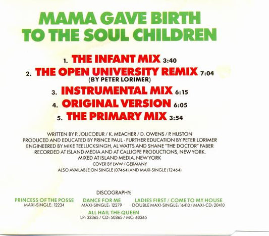 Queen Latifah Featuring De La Soul : Mama Gave Birth To The Soul Children (CD, Maxi)