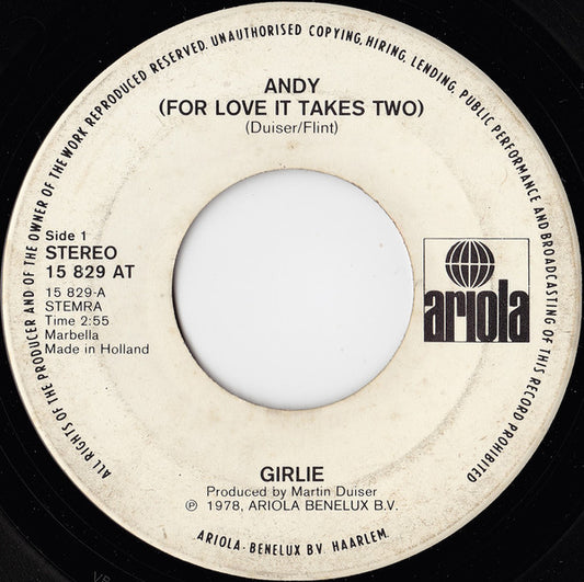 Girlie : Andy (For Love It Takes Two) (7", Single, Whi)