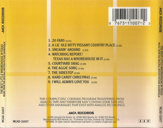 Various : The Best Little Whorehouse In Texas - Music From The Original Motion Picture Soundtrack (CD, Album, RE, JVC)