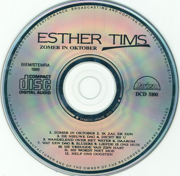 Esther Tims : Zomer In Oktober (CD, Album)