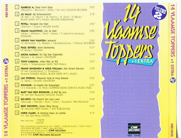 Various : 14 Vlaamse Toppers + 1 Extra - Volume 2 (CD, Comp)