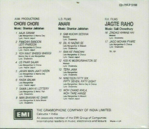 Shankar-Jaikishan, Salil Chowdhury : Chori Chori / Anari / Jagte Raho (CD, Comp)