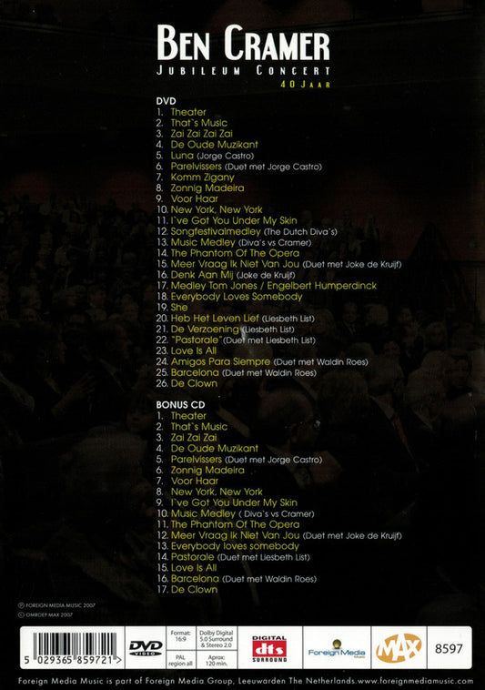 Ben Cramer : Jubileum Concert 40 Jaar; Live In Theater Spant In Bussum (DVD-V + CD, Album)