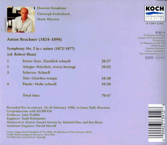 Anton Bruckner, Houston Symphony Orchestra, Christoph Eschenbach : Symphony No. 2 In C Minor (CD)