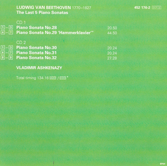 Ludwig van Beethoven, Vladimir Ashkenazy : The Last 5 Piano Sonatas Nos. 28-32 (2xCD, Comp)