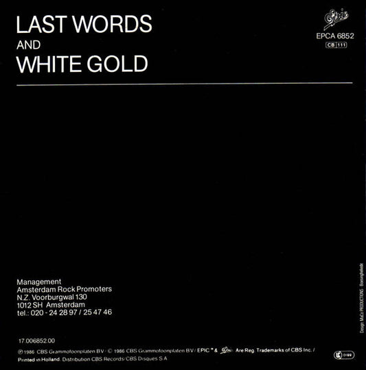 Ten Sharp : Last Words (7", Single)
