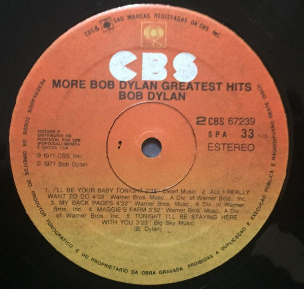 Bob Dylan : More Bob Dylan Greatest Hits (2xLP, Comp, RE)