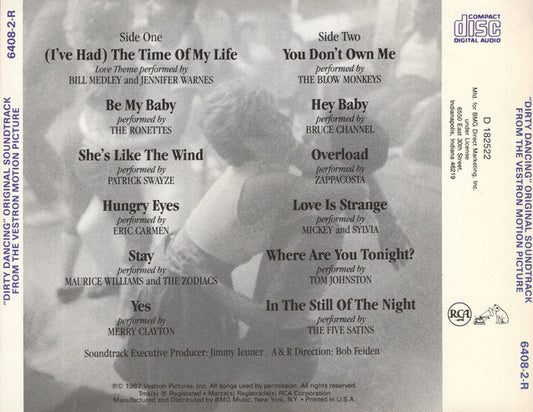 Various : Dirty Dancing (Original Soundtrack From The Vestron Motion Picture) (CD, Album, Comp, Club)