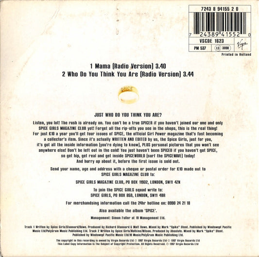 Spice Girls : Mama / Who Do You Think You Are (CD, Single)