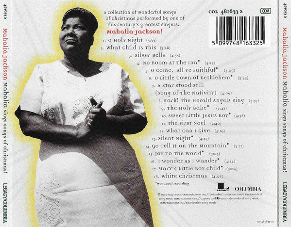 Mahalia Jackson : Mahalia Sings Songs Of Christmas! (CD, Comp, Mono)