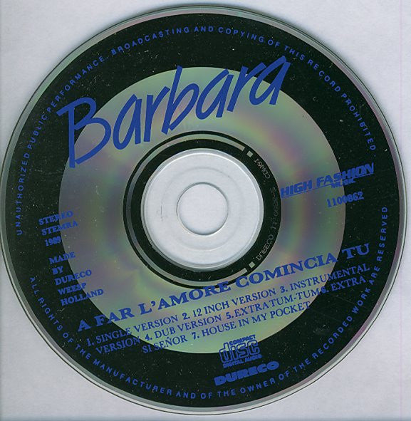 Barbara : A Far L'Amore Comincia Tu (CD, Maxi, Car)