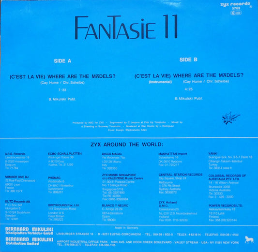Fantasie 11 : (C'est La Vie) Where Are The Mädels? (12")