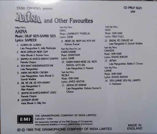 Dilip Sen-Sameer Sen : Aaina (And Other Favourites) (CD, RE)