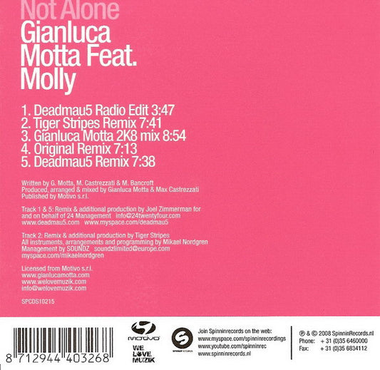 Gianluca Motta Featuring Molly Bancroft : Not Alone (CD, Single)