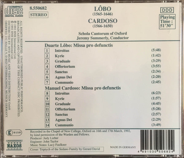 Duarte Lôbo • Manuel Cardoso (2) - Schola Cantorum of Oxford, Jeremy Summerly : Portuguese Requiem Masses (CD)