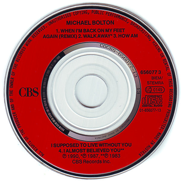 Michael Bolton : When I'm Back On My Feet Again - Remix (CD, Mini, Maxi)