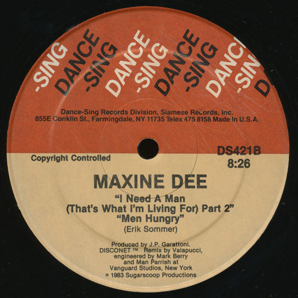 Maxine D : I Need A Man (That's What I'm Living For) Men Hungry (12")