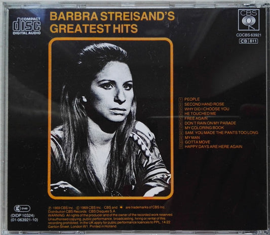 Barbra Streisand : Barbra Streisand's Greatest Hits (CD, Comp, RE)