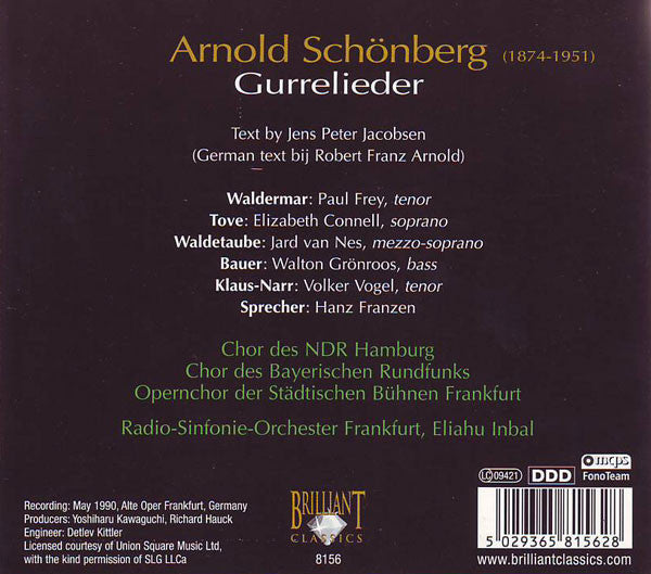 Arnold Schoenberg - Radio-Sinfonie-Orchester Frankfurt, Eliahu Inbal : Gurrelieder (2xCD, Album, Dig)