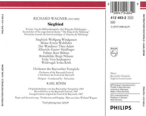 Richard Wagner, Karl Böhm : Siegfried - Bayreuther Festpiele (4xCD + Box)