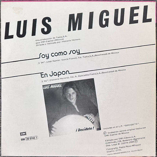 Luis Miguel : Soy Como Soy (7", Single)