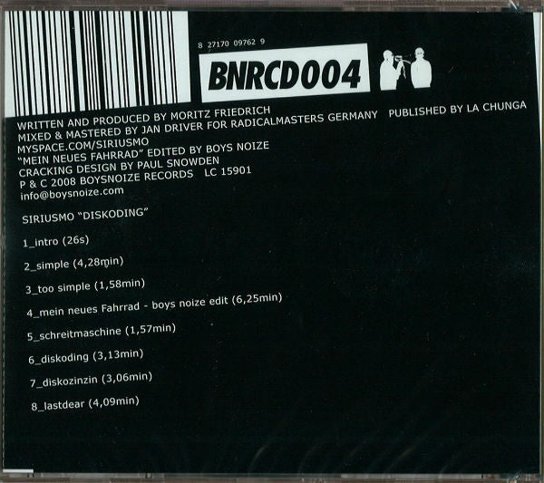 Siriusmo : Diskoding (CD, MiniAlbum)