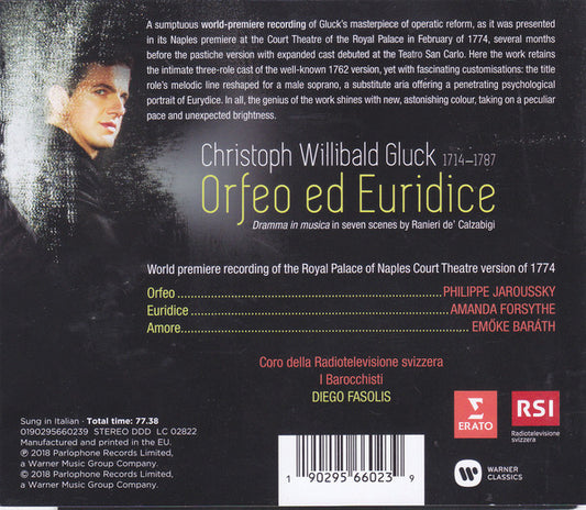 Christoph Willibald Gluck, Philippe Jaroussky - Amanda Forsythe, Emöke Barath, Coro Della Radio Televisione Della Svizzera Italiana, I Barocchisti, Diego Fasolis : Orfeo ed Euridice (CD)