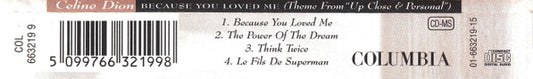 Céline Dion : Because You Loved Me (Theme From "Up Close & Personal") (CD, Maxi)
