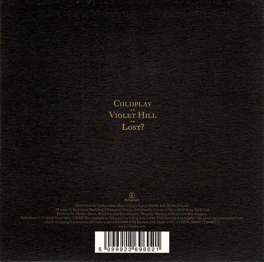 Coldplay : Violet Hill (CD, Single, Car)