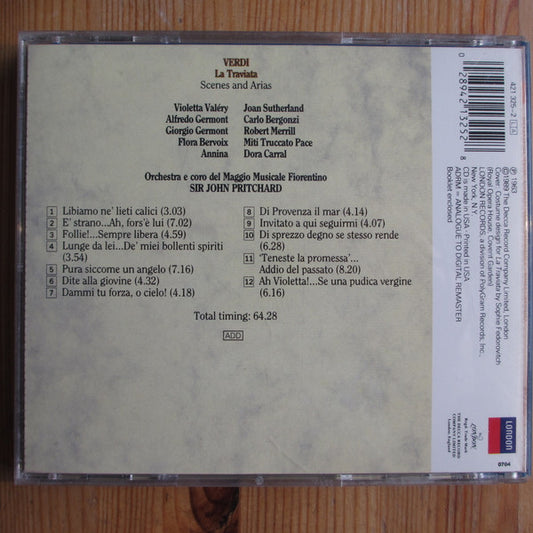 Giuseppe Verdi, Joan Sutherland, Carlo Bergonzi, Robert Merrill, John Pritchard : La Traviata - Scenes And Arias (CD, RM, RP)