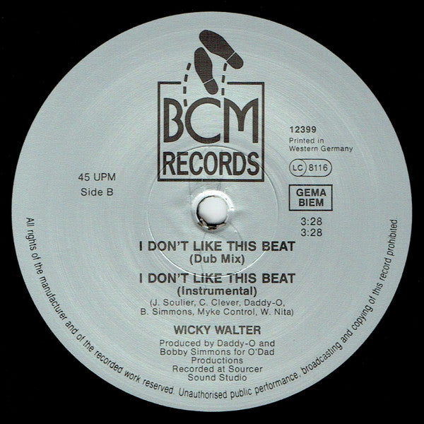 Wicky Walter Featuring MC Peaches : I Don't Like This Beat (12")