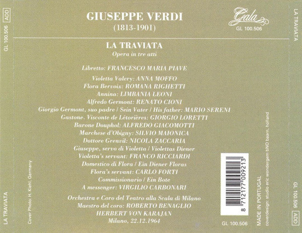 Giuseppe Verdi - Renato Cioni, Anna Moffo, Mario Sereni - Herbert von Karajan : La Traviata (2xCD, Album)