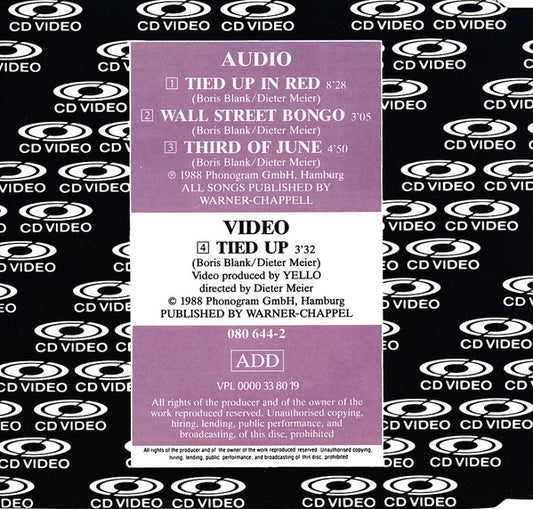 Yello : Tied Up (CDV, 5", Single, PAL)