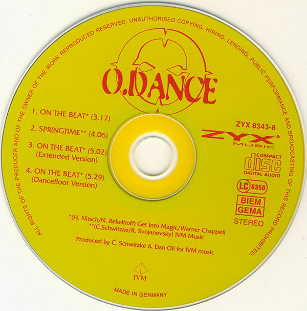 O. Dance : On The Beat (CD, Maxi)